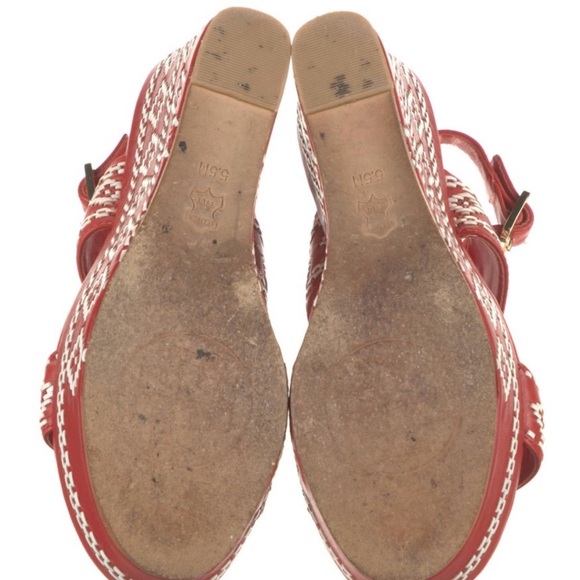 Tory Burch Red and white Aztec style platforms! Size 5.5. Authentic! - Picture 5 of 5